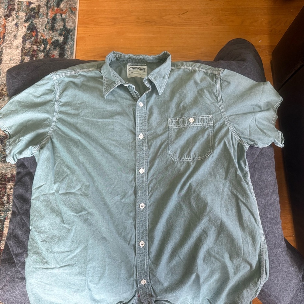 Mountain Khakis Light Green Casual 100% Cotton Button Down Shirt